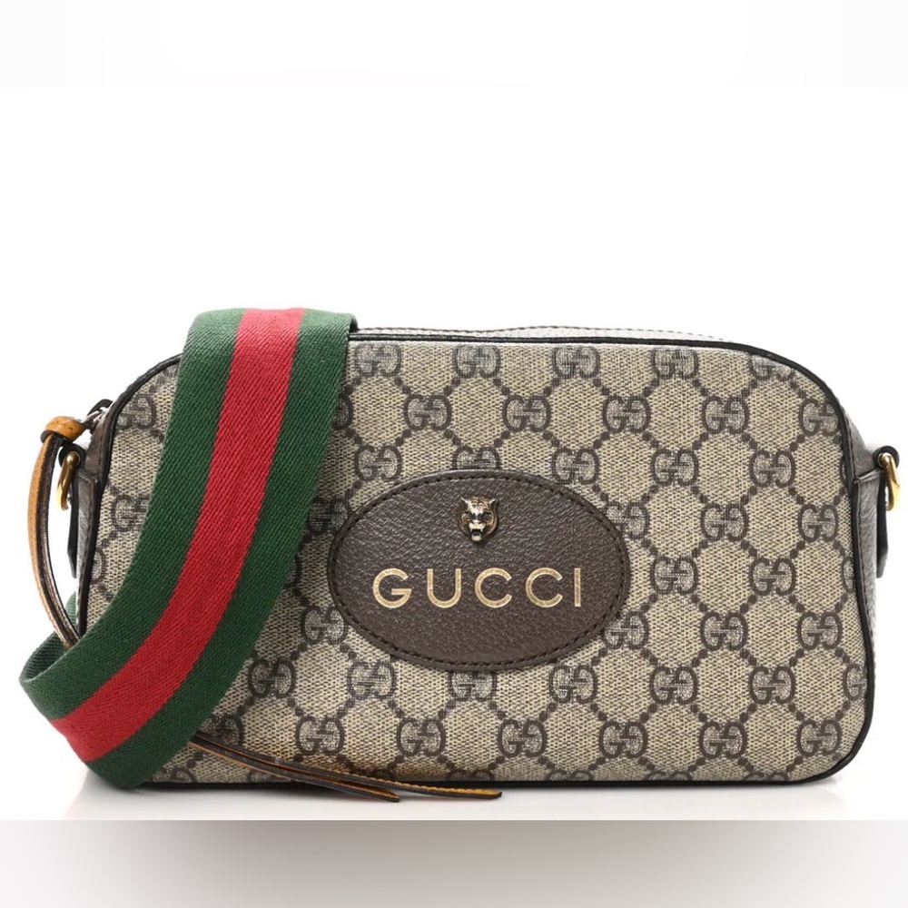 Gucci GG Supreme Monogram Web Neo Vintage Shoulder Bag Beige New Acero Crop